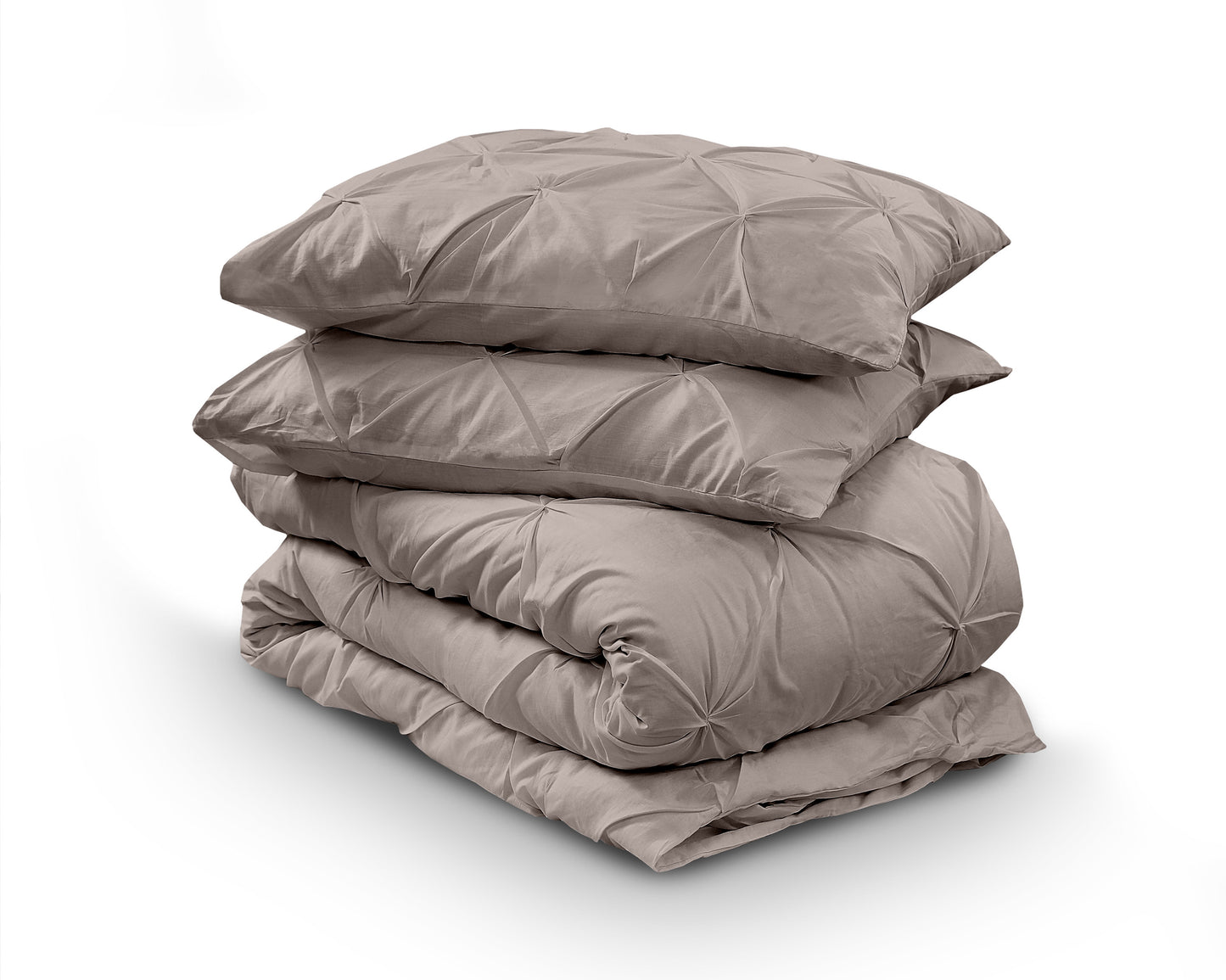 Salvador Duvet Cover in Taupe Cotton with Pintuck, 240 × 220 cm