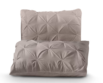Salvador Duvet Cover in Taupe Cotton with Pintuck, 240 × 220 cm