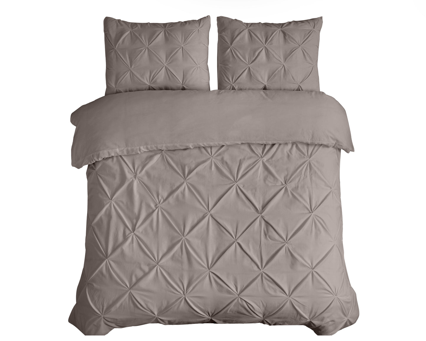 Salvador Duvet Cover in Taupe Cotton with Pintuck, 240 × 220 cm