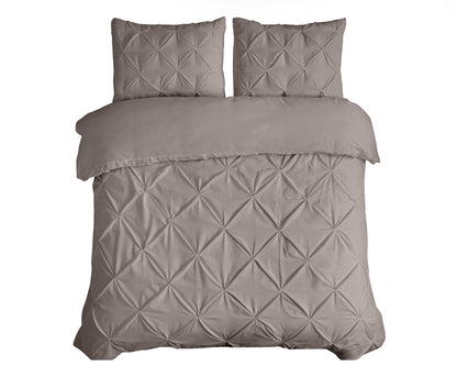 Salvador Duvet Cover in Taupe Cotton with Pintuck, 240 × 220 cm