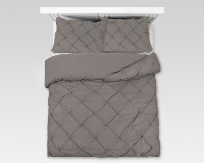 Salvador Duvet Cover in Taupe Cotton with Pintuck, 240 × 220 cm