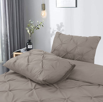 Salvador Duvet Cover in Taupe Cotton with Pintuck, 240 × 220 cm