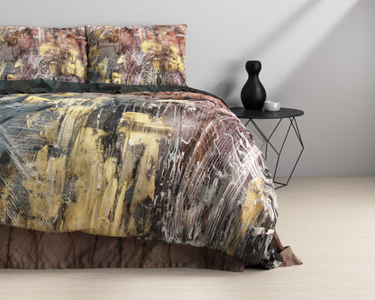 Sarda Duvet Cover in Multicolour Sateen Cotton, 240 × 220 cm