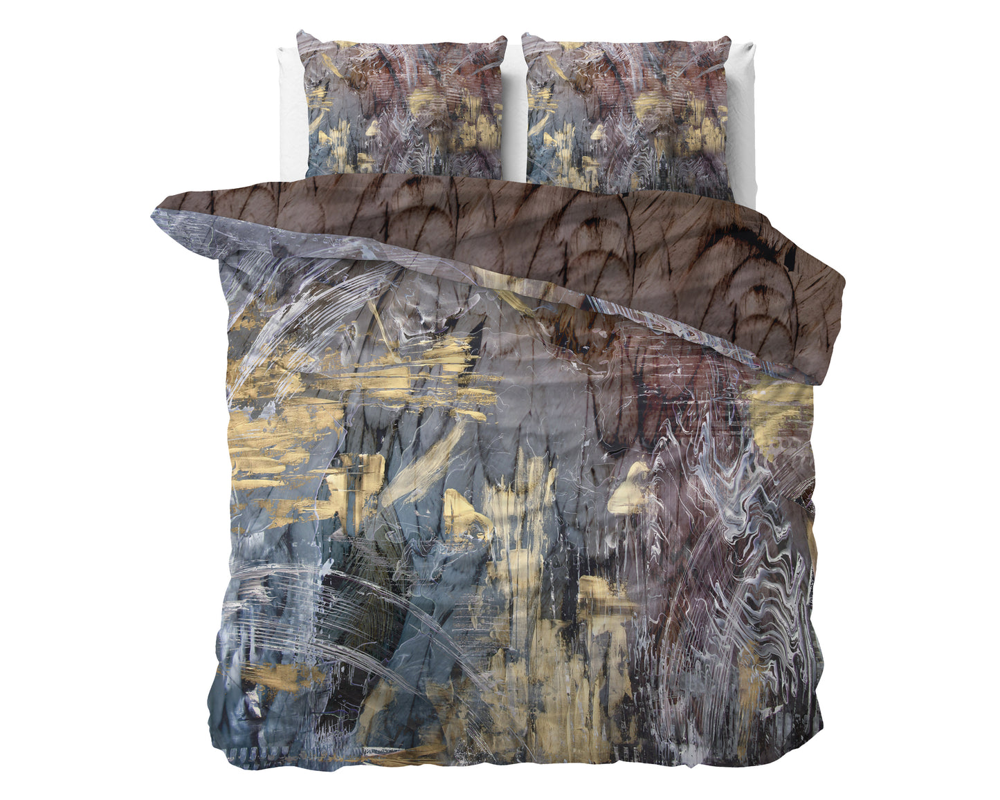 Sarda Duvet Cover in Multicolour Sateen Cotton, 240 × 220 cm