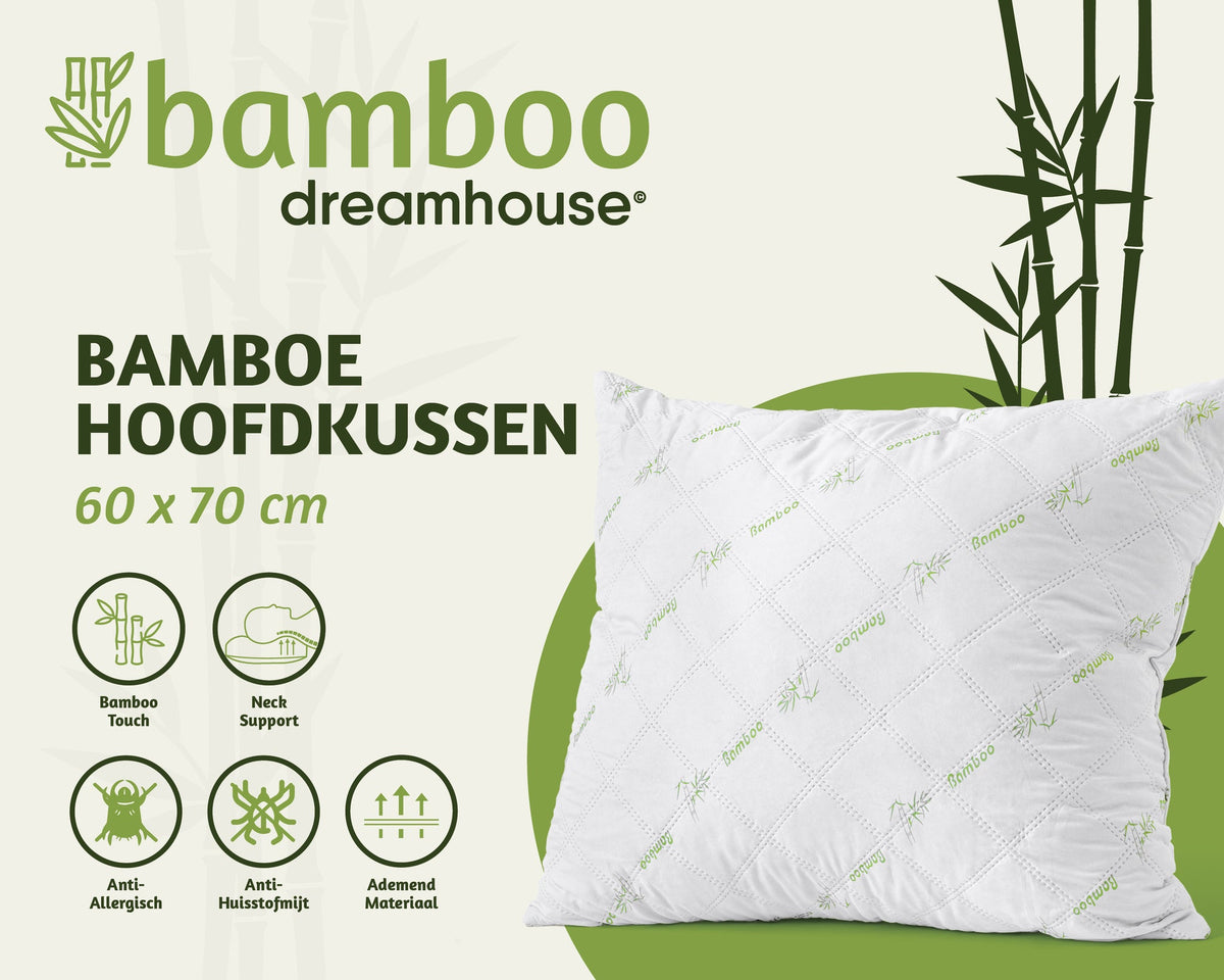 Almofada de Dormir Toque de Bambu, Branca — Pack de 2, 60 × 70 cm
