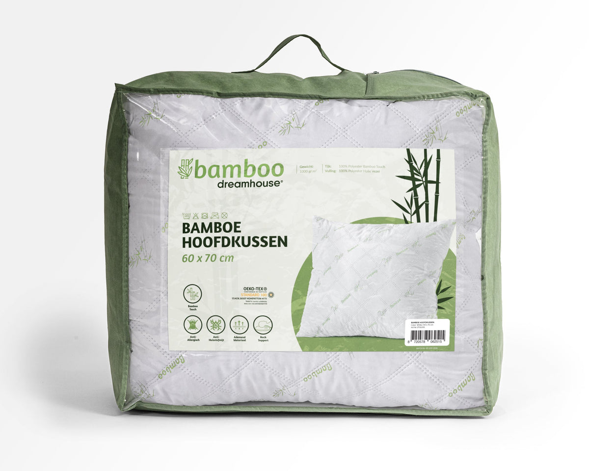 Almofada de Dormir Toque de Bambu, Branca — Pack de 2, 60 × 70 cm