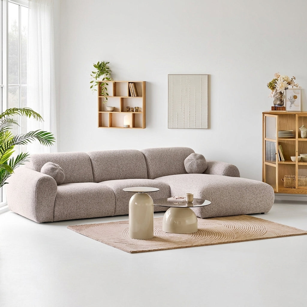 Decoração de parede em relevo Ena bege numa sala