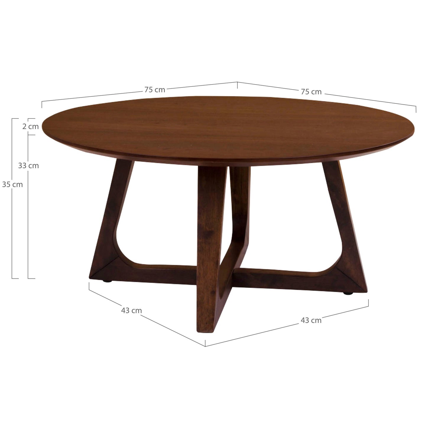 Mesa de Centro Hellerup em Folheado de Nogueira, Ø 75 cm