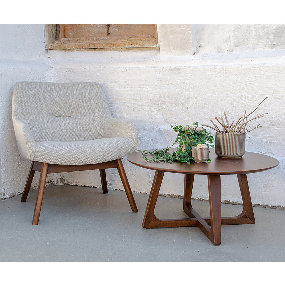 Mesa de Centro Hellerup em Folheado de Nogueira, Ø 75 cm