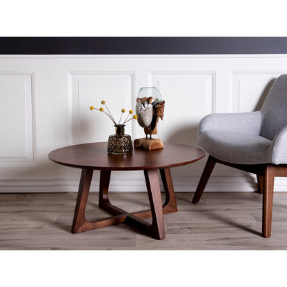 Mesa de Centro Hellerup em Folheado de Nogueira, Ø 75 cm
