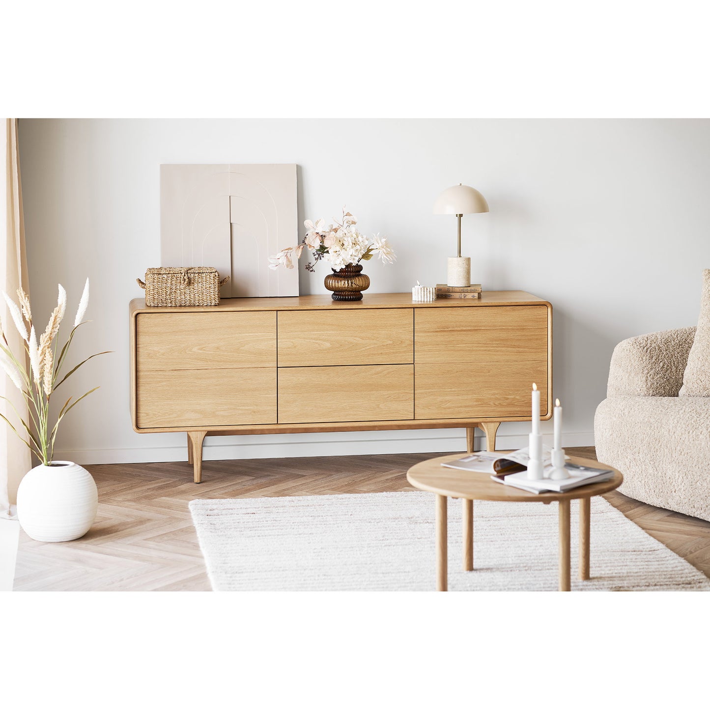 Jena Coffee Table in Natural Oak — Ø 70 × 40 cm