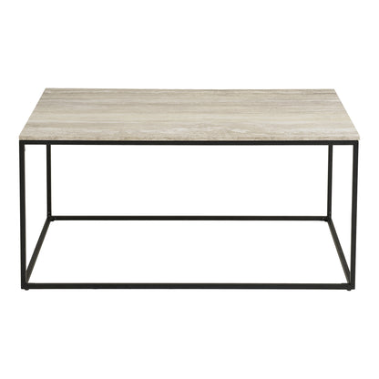 Mesa de Centro Vita com Tampo Aspecto Travertino — 90 × 60 × 45 cm