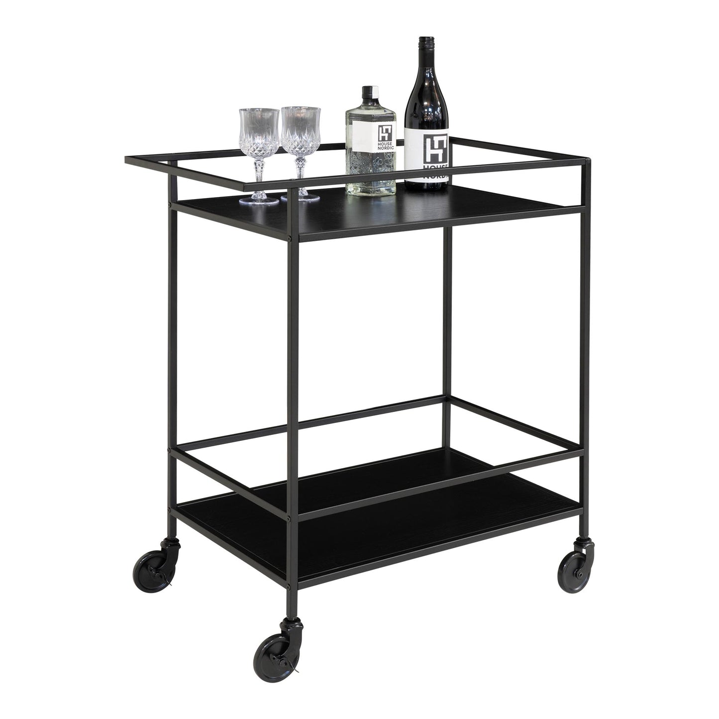 Carrinho de Bar Vita Preto com 2 Prateleiras — 68 × 40 × 79 cm