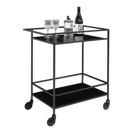 Carrinho de Bar Vita Preto com 2 Prateleiras — 68 × 40 × 79 cm