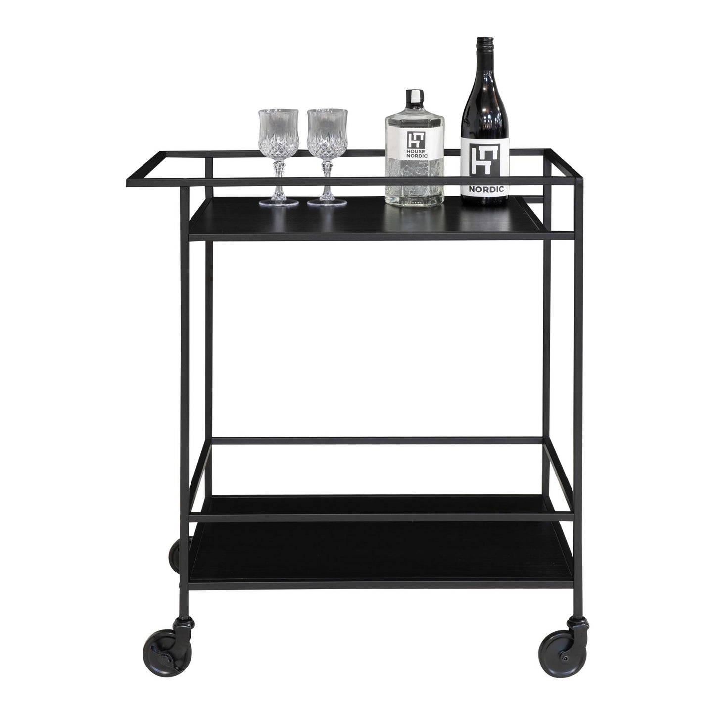 Carrinho de Bar Vita Preto com 2 Prateleiras — 68 × 40 × 79 cm