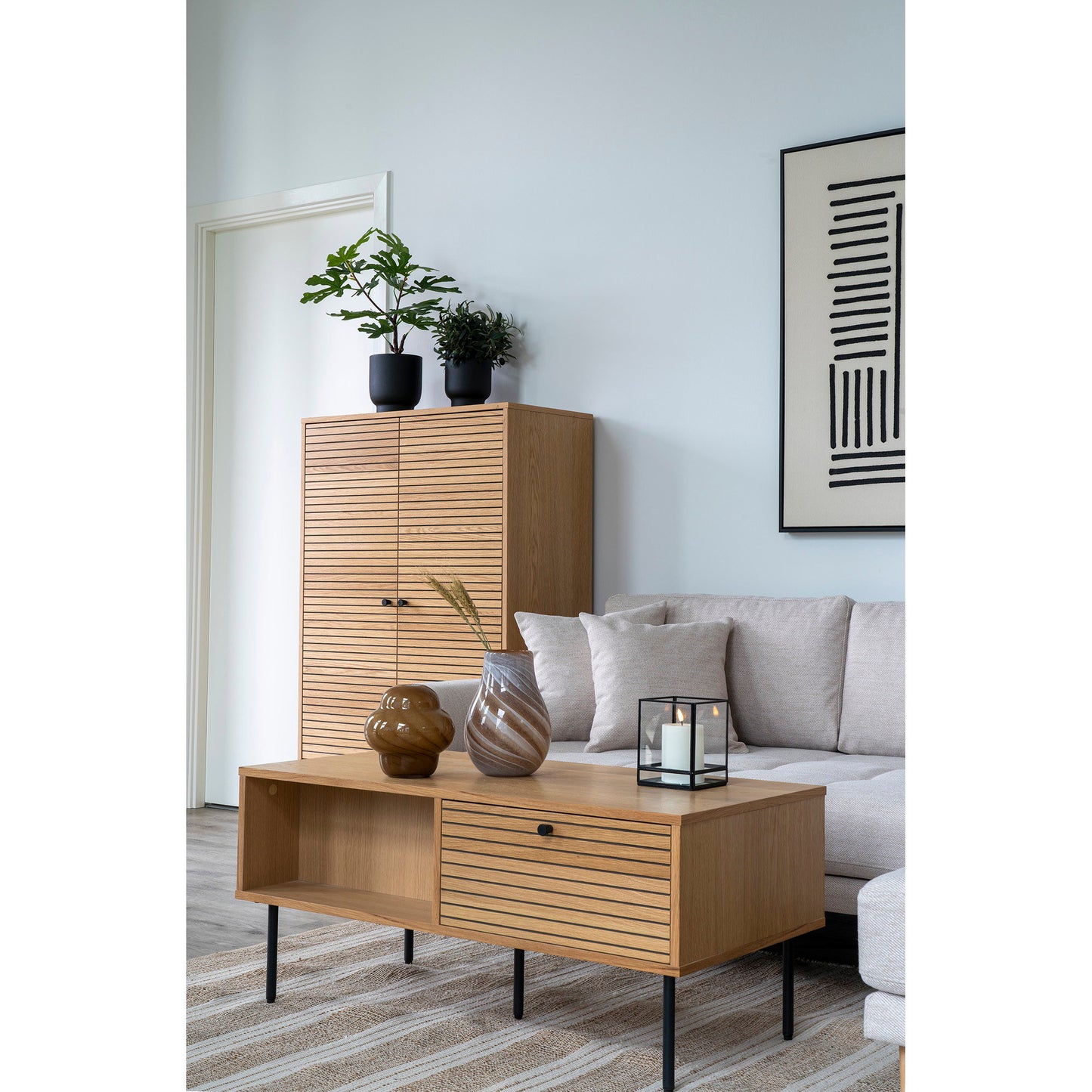 Kyoto Oak Coffee Table with 2 Drawers — 100 × 50 × 45 cm