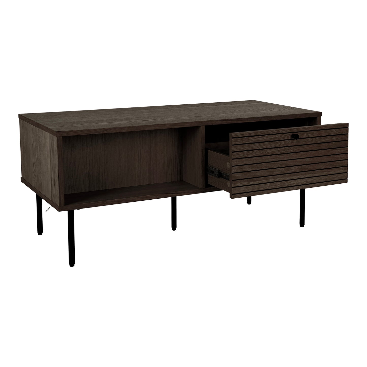 Kyoto Smoked Oak Coffee Table with 2 Drawers — 100 × 50 × 45 cm