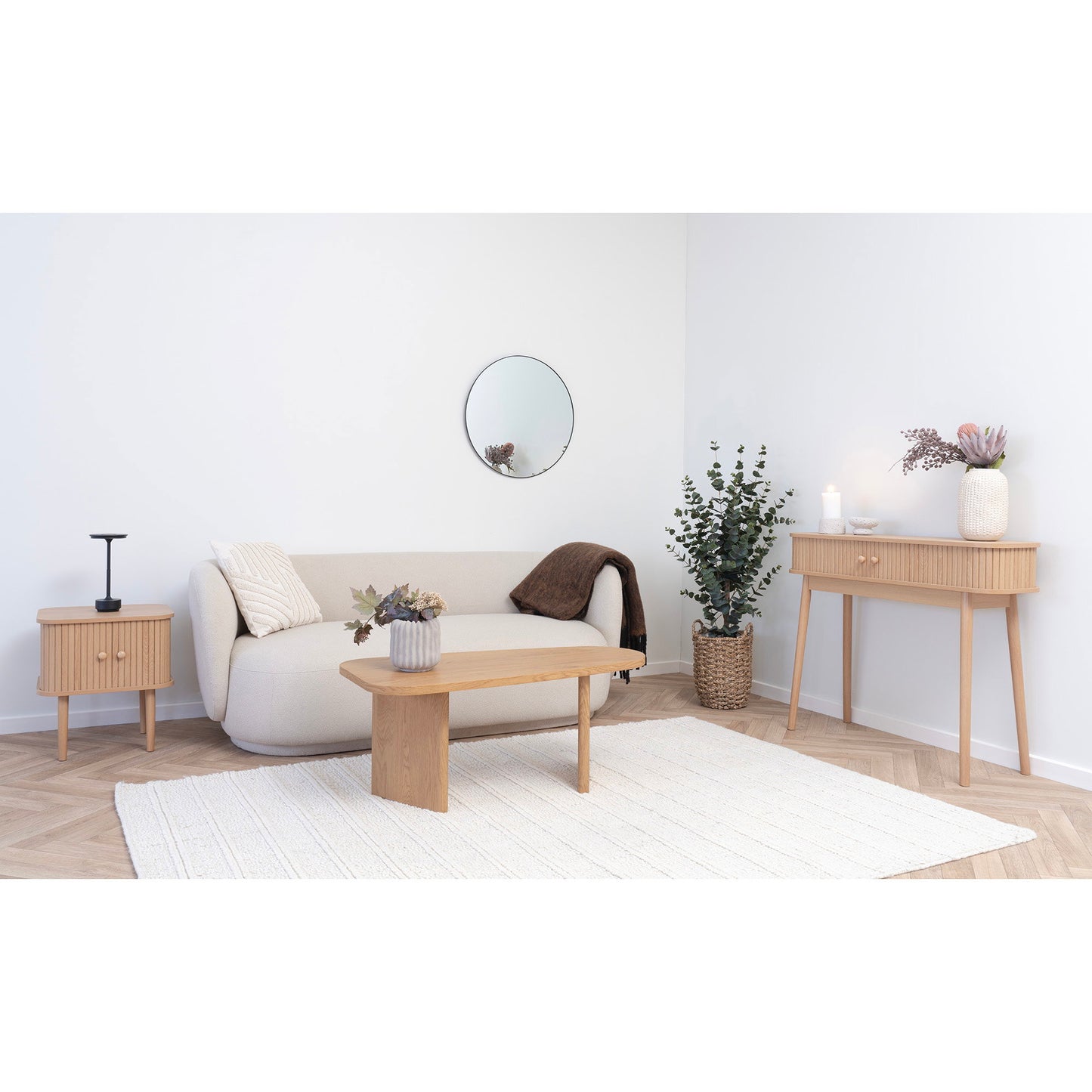 Mesa de Centro Melo em Madeira Natural, 100 × 50 × 41 cm