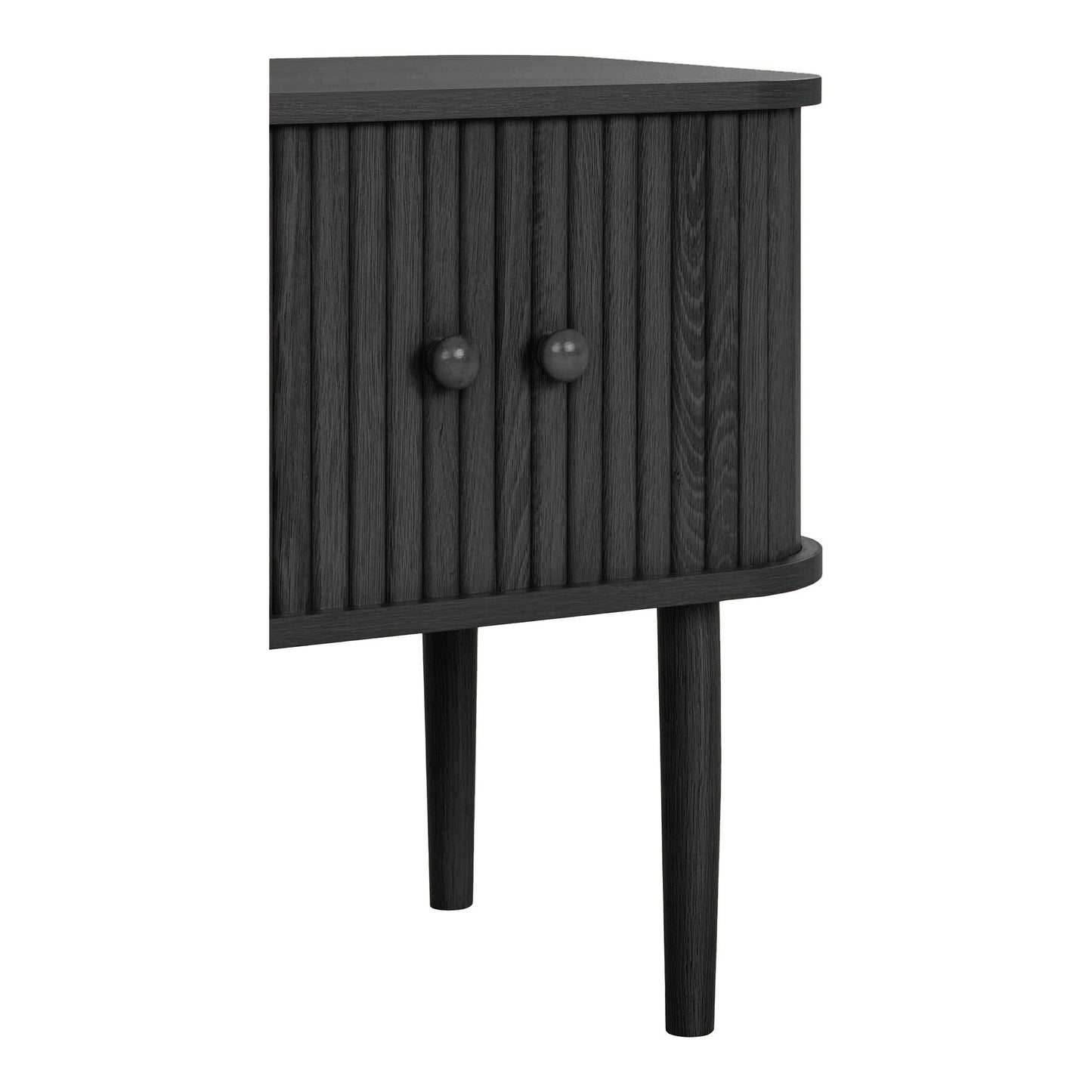 Nikko Curved Slatted Two-Door Side Table, Black — 45 × 40 × 50.5 cm