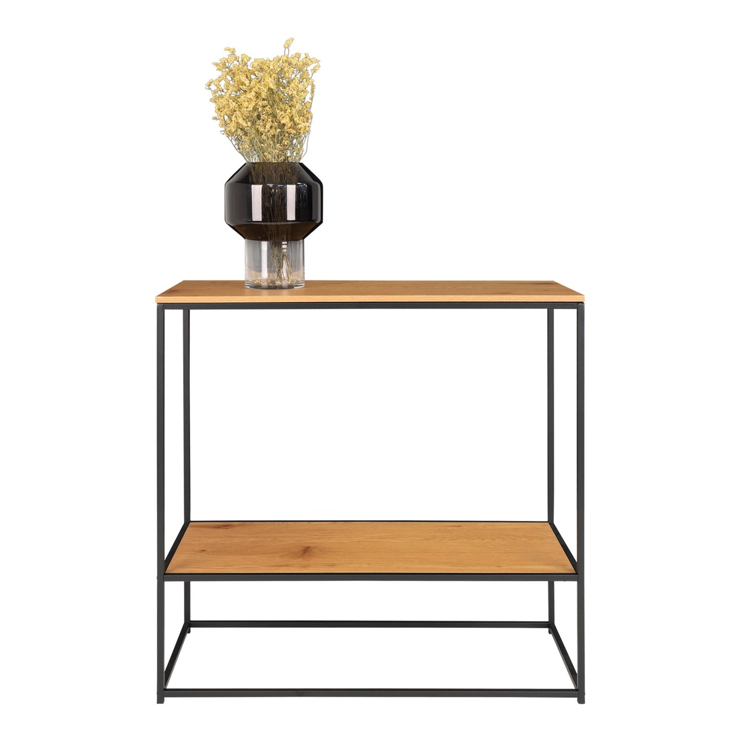 Consola Vita com 2 Prateleiras, Carvalho — 80 × 36 × 80 cm