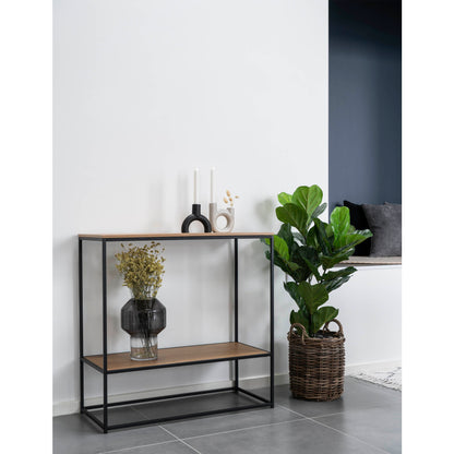 Consola Vita com 2 Prateleiras, Carvalho — 80 × 36 × 80 cm