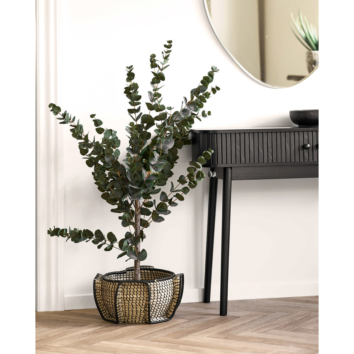 Aparador Nikko em MDF e Pinho, Preto com 2 Portas — 100 × 30 × 80 cm