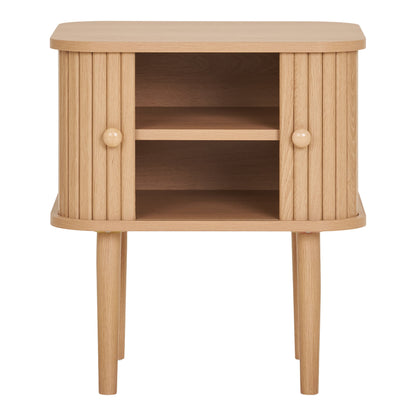 Mesa de Apoio Nikko de Duas Portas em Ripas Curvas, Natural — 45 × 40 × 50,5 cm