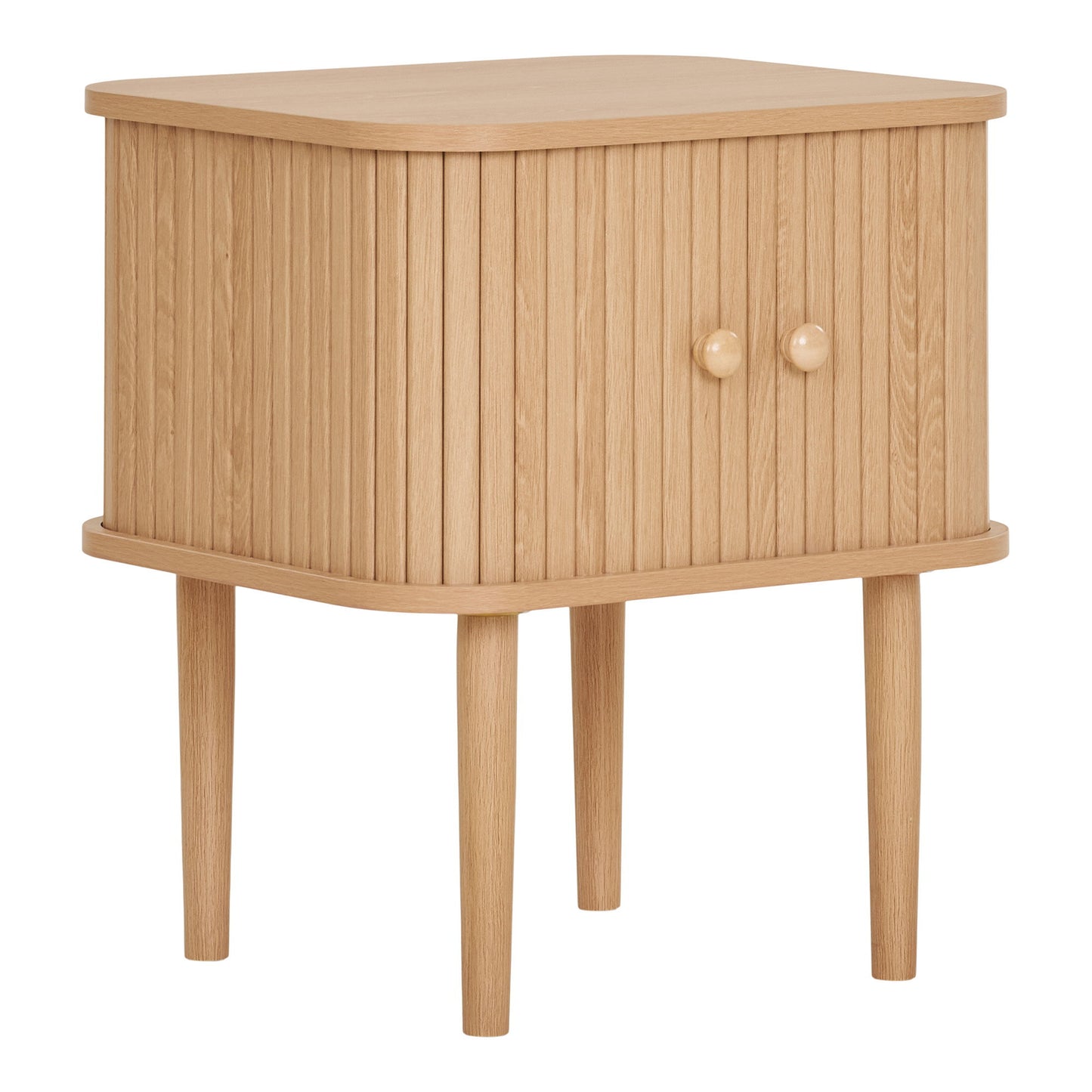 Mesa de Apoio Nikko de Duas Portas em Ripas Curvas, Natural — 45 × 40 × 50,5 cm