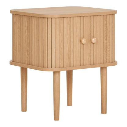 Mesa de Apoio Nikko de Duas Portas em Ripas Curvas, Natural — 45 × 40 × 50,5 cm