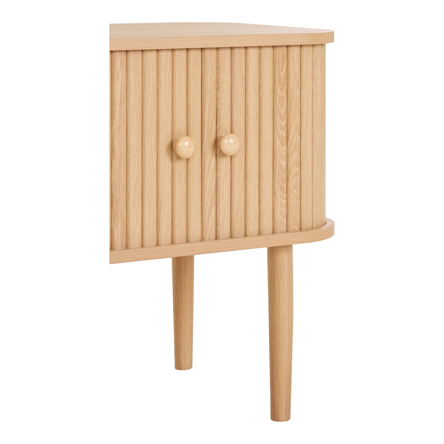 Mesa de Apoio Nikko de Duas Portas em Ripas Curvas, Natural — 45 × 40 × 50,5 cm