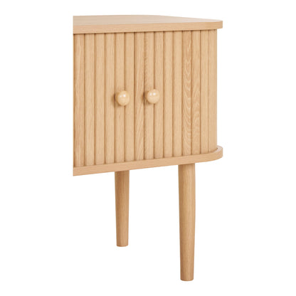 Mesa de Apoio Nikko de Duas Portas em Ripas Curvas, Natural — 45 × 40 × 50,5 cm