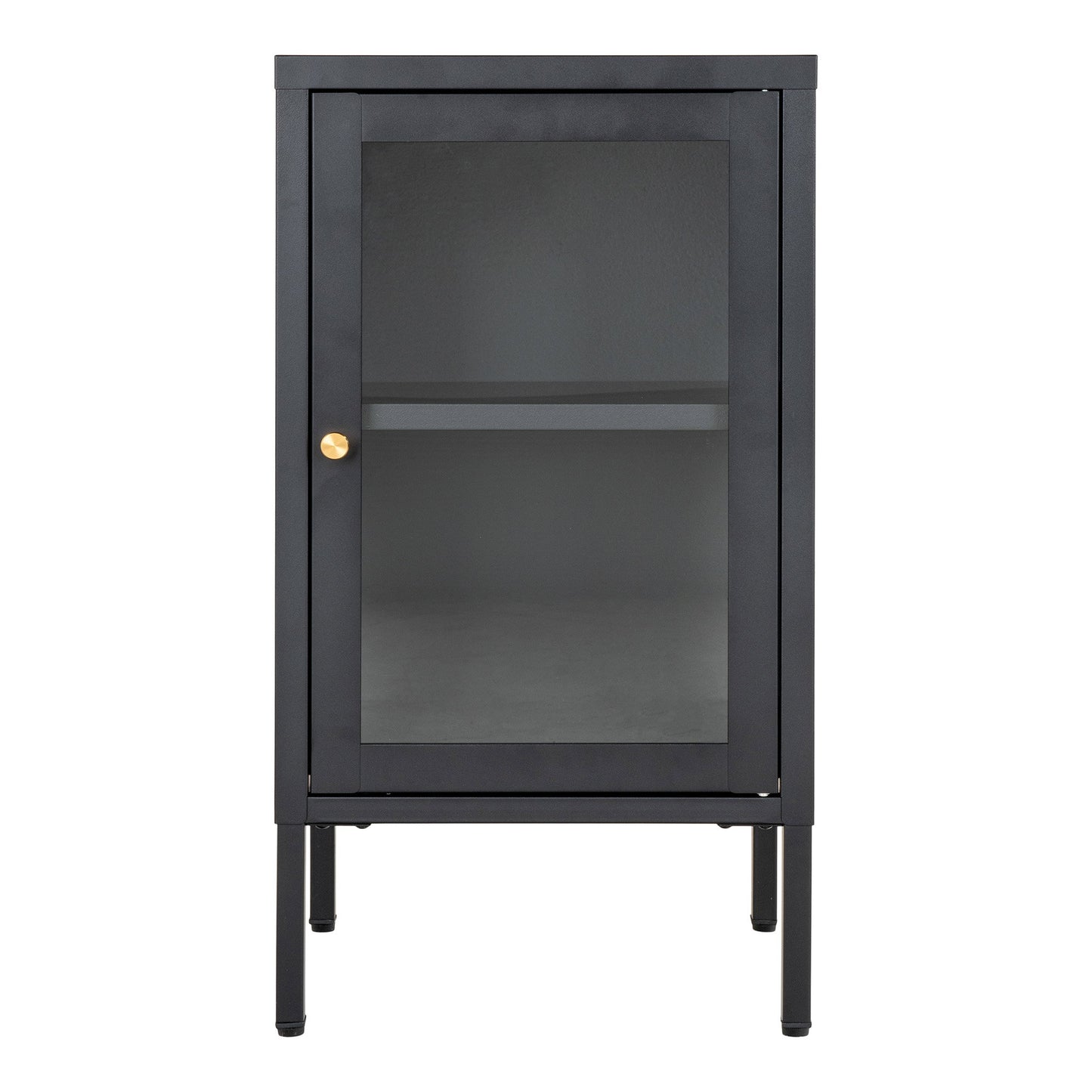Armário Dalby em Aço Preto com 1 Porta de Vidro — 38 × 35 × 70 cm
