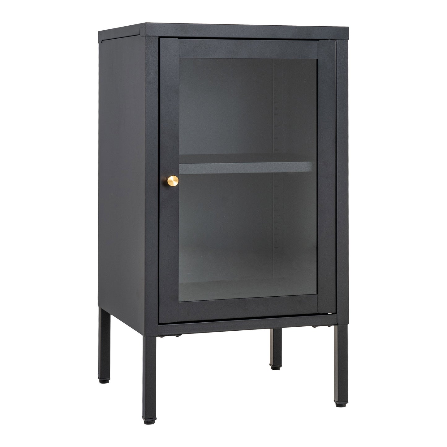 Armário Dalby em Aço Preto com 1 Porta de Vidro — 38 × 35 × 70 cm