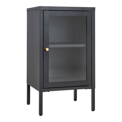 Armário Dalby em Aço Preto com 1 Porta de Vidro — 38 × 35 × 70 cm