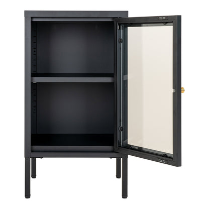Armário Dalby em Aço Preto com 1 Porta de Vidro — 38 × 35 × 70 cm