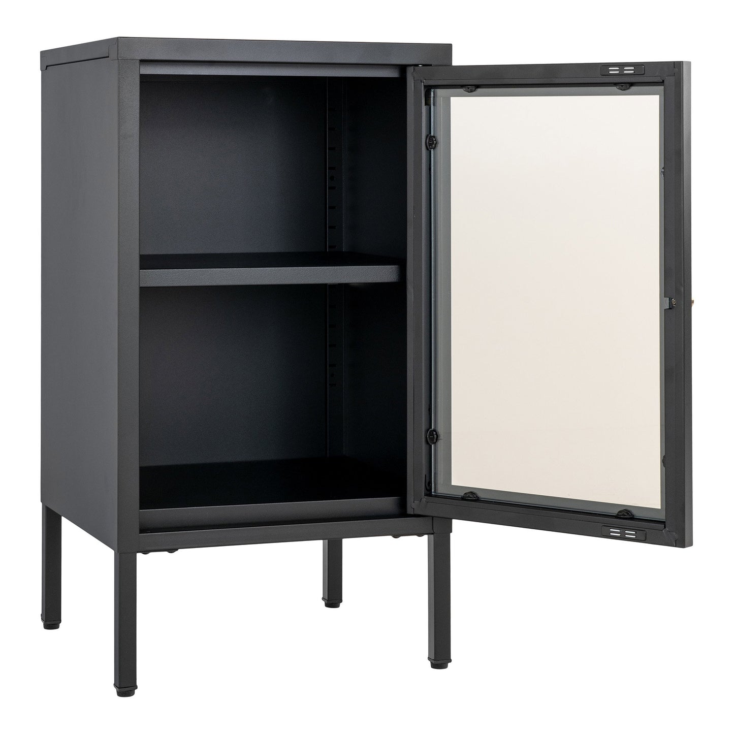 Armário Dalby em Aço Preto com 1 Porta de Vidro — 38 × 35 × 70 cm