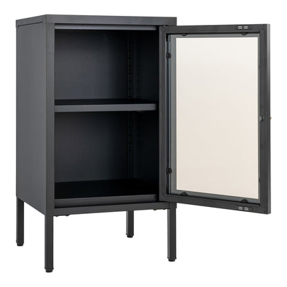 Armário Dalby em Aço Preto com 1 Porta de Vidro — 38 × 35 × 70 cm