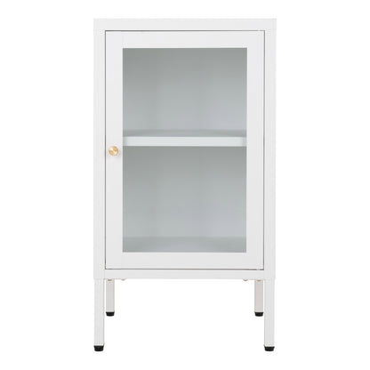 Armário Dalby com Porta de Vidro, Aço Branco — 38 × 35 × 70 cm