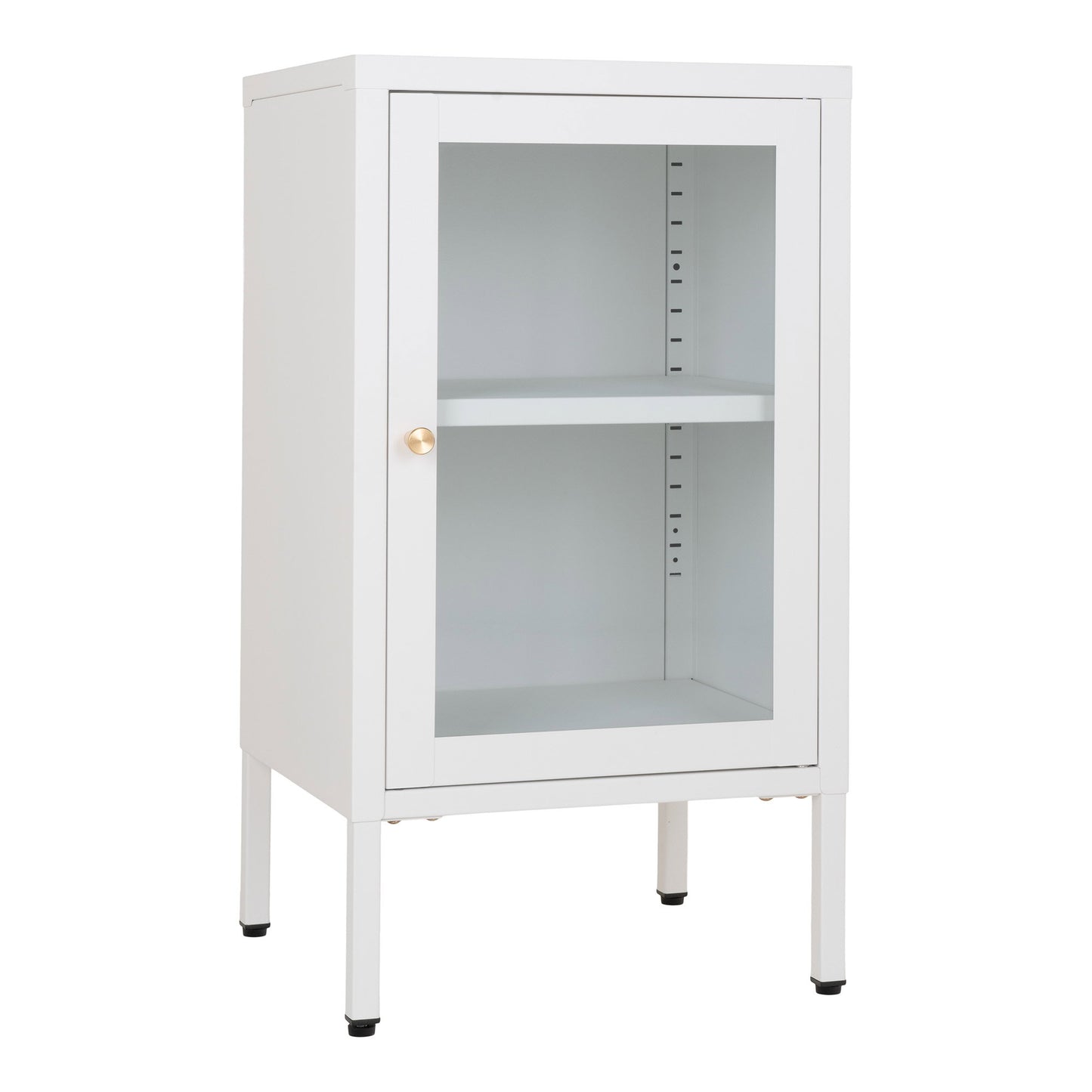 Armário Dalby com Porta de Vidro, Aço Branco — 38 × 35 × 70 cm