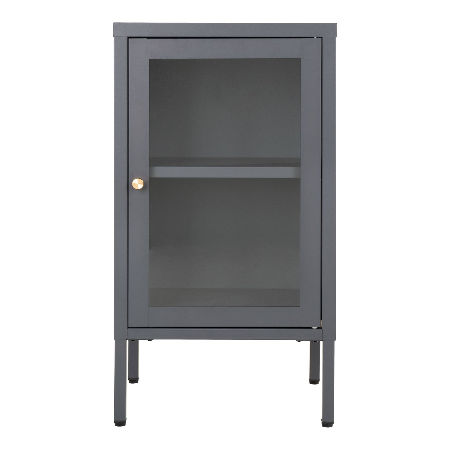 Armário Dalby com Porta de Vidro, Aço Cinzento — 38 × 35 × 70 cm