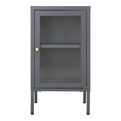 Armário Dalby com Porta de Vidro, Aço Cinzento — 38 × 35 × 70 cm