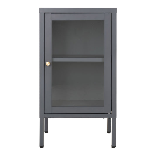 Armário Dalby com Porta de Vidro, Aço Cinzento — 38 × 35 × 70 cm