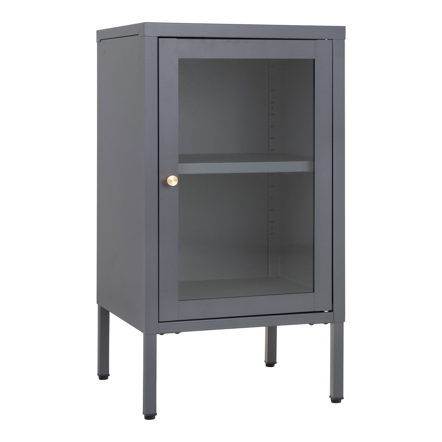 Armário Dalby com Porta de Vidro, Aço Cinzento — 38 × 35 × 70 cm