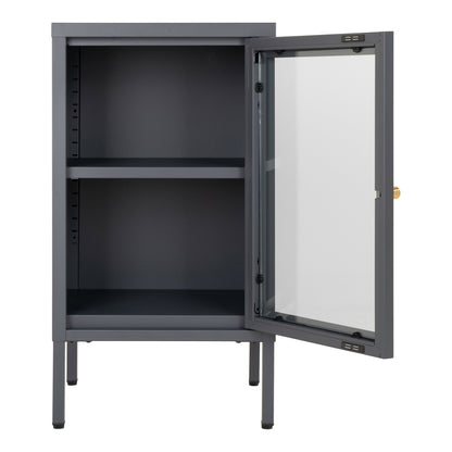 Armário Dalby com Porta de Vidro, Aço Cinzento — 38 × 35 × 70 cm