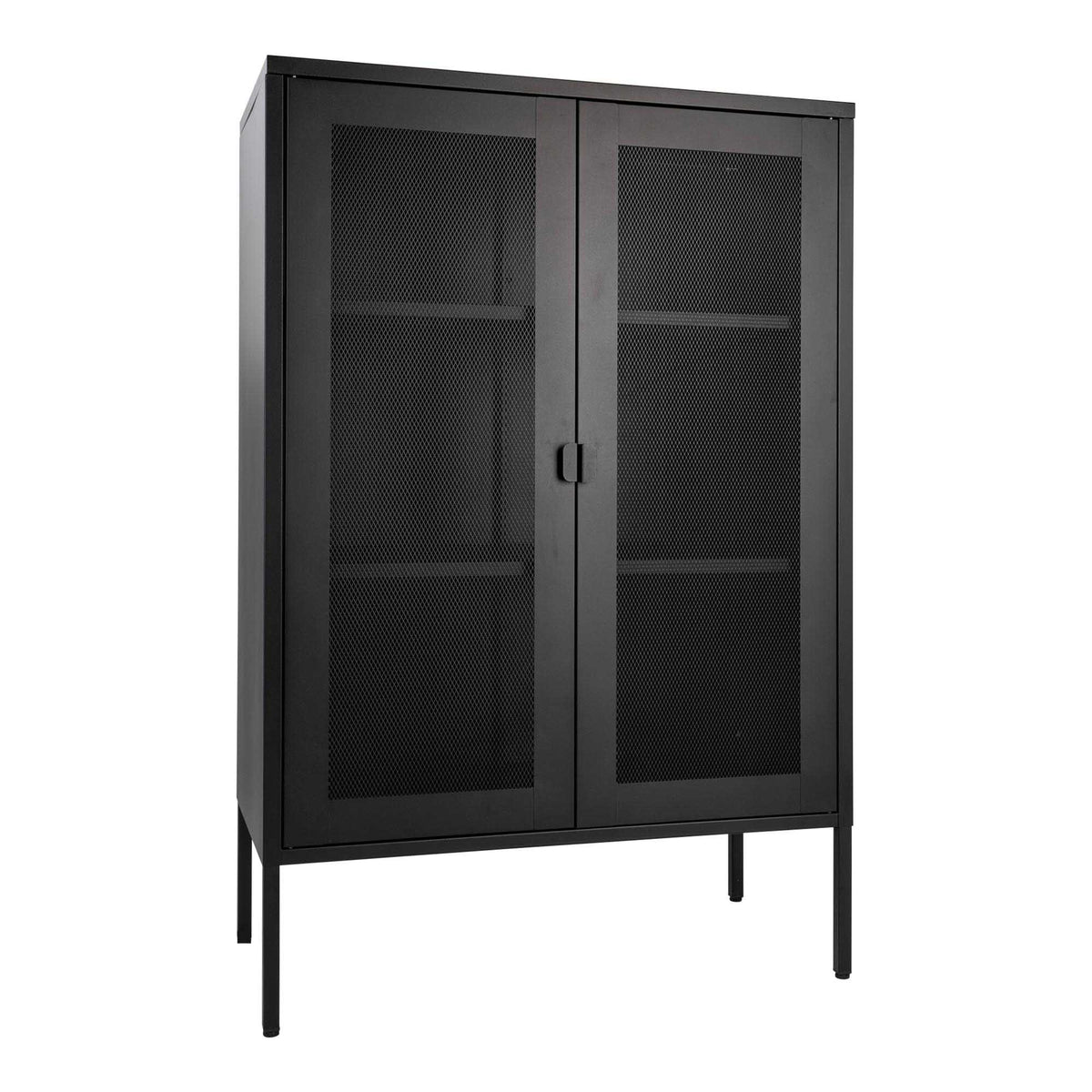 Vitrine Melbourne em Aço Preto com Portas em Rede — 80 × 40 × 120 cm
