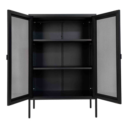 Vitrine Melbourne em Aço Preto com Portas em Rede — 80 × 40 × 120 cm