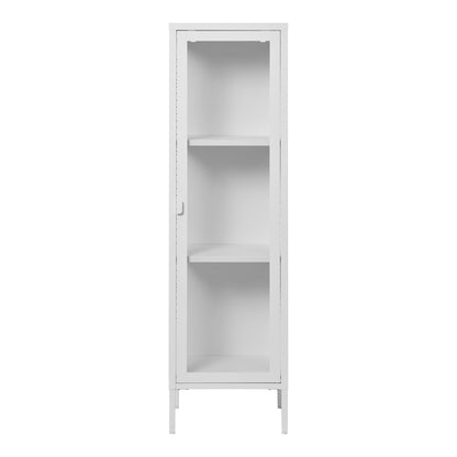 Brisbane Narrow Display Cabinet with Glass Door, White — 40 × 35 × 140 cm