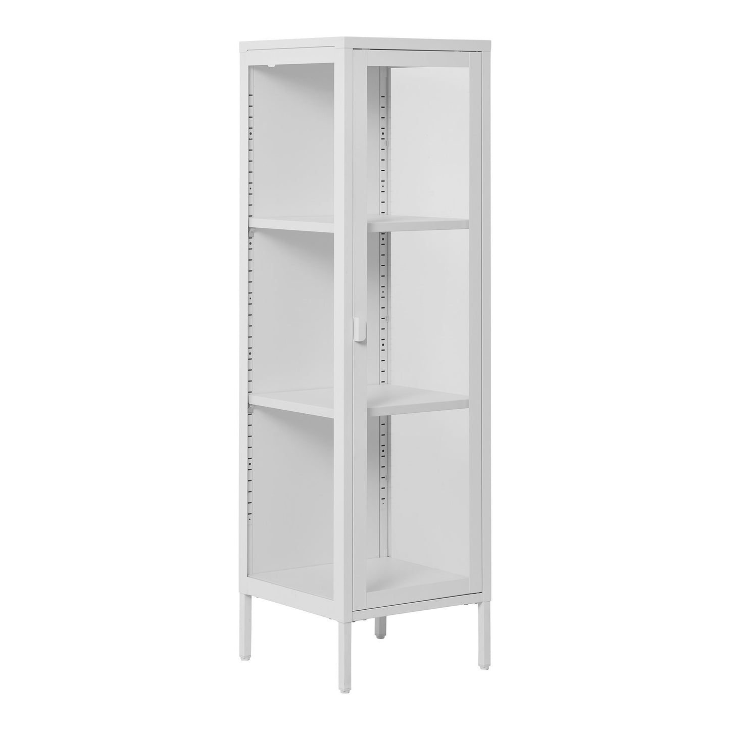 Brisbane Narrow Display Cabinet with Glass Door, White — 40 × 35 × 140 cm