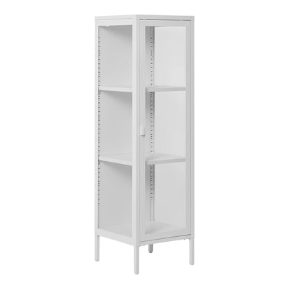 Brisbane Narrow Display Cabinet with Glass Door, White — 40 × 35 × 140 cm