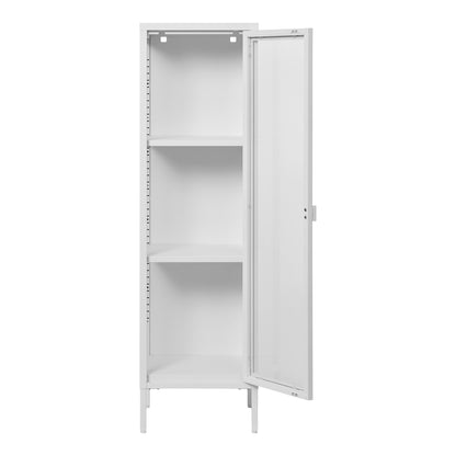 Brisbane Narrow Display Cabinet with Glass Door, White — 40 × 35 × 140 cm